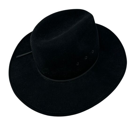 Lite Felt Black 100% Wool Packable Water Repellent Cowboy Hat Size Medium - Picture 2 of 4